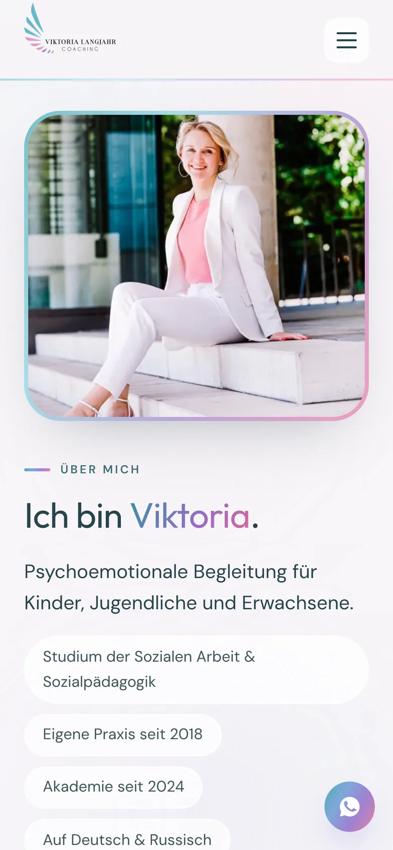 De pagina over Viktoria op een telefoon