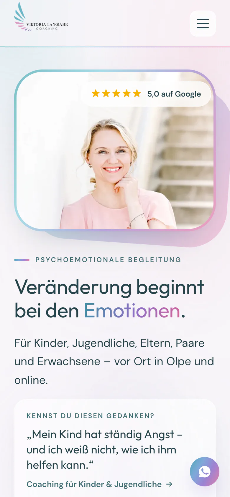De homepage op een telefoon